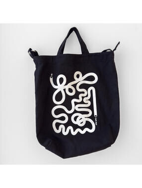 Baggu Black White Graphic Canvas Duck Tote Handbag